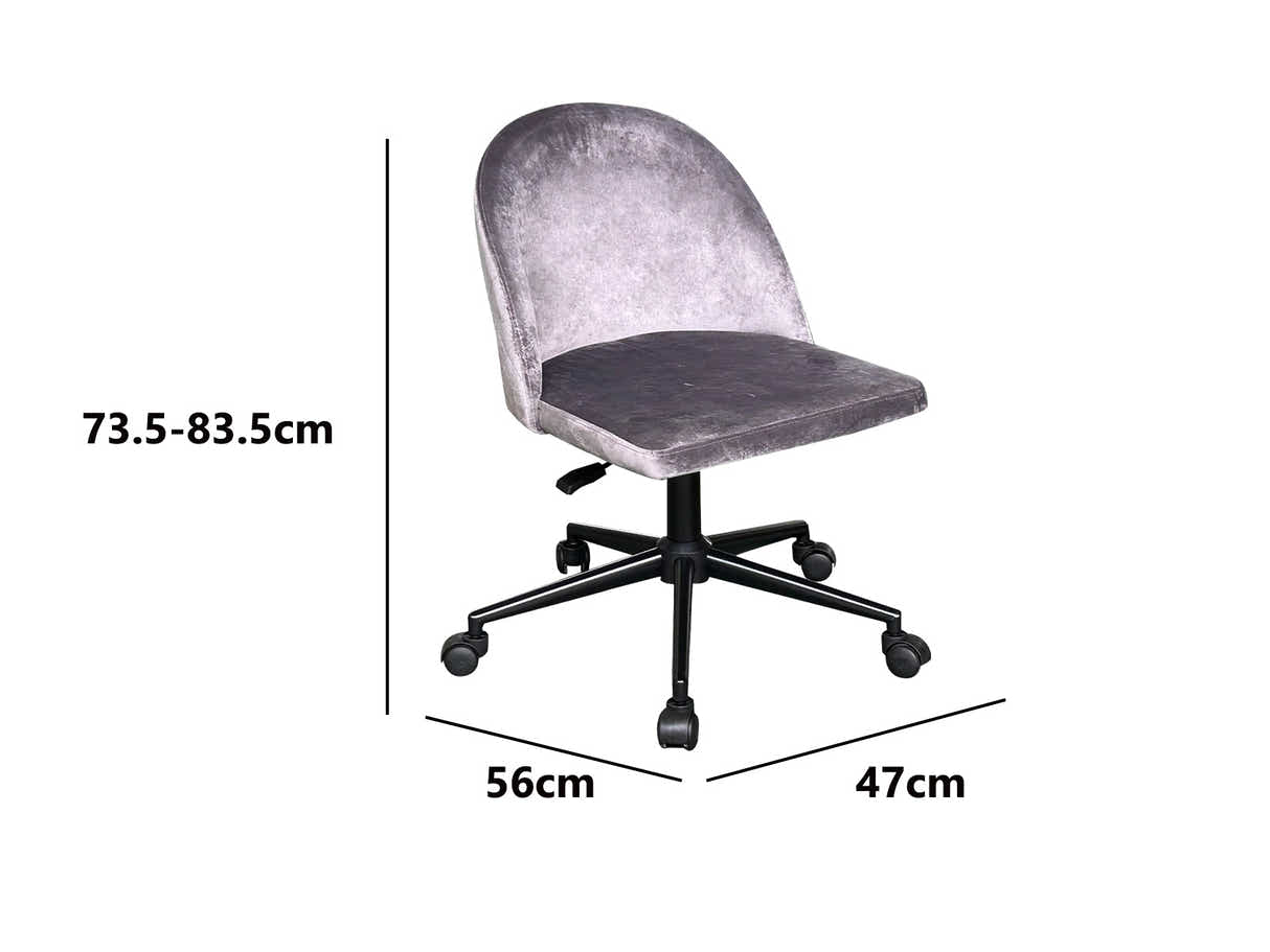 Dallin Velvet Office Chair - Grey
