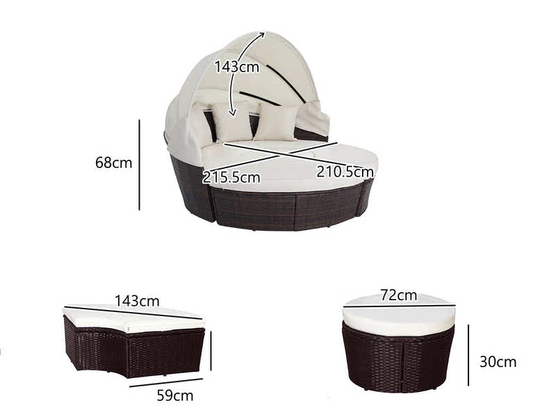 Sun Island Rattan Daybed Brown