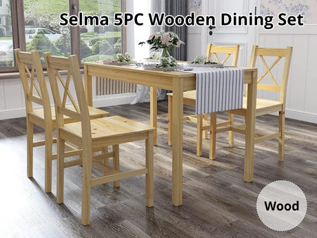 DS Selma 5PC Wooden Dining Set Wood