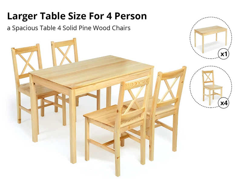 Selma 5-Piece Dining Set - Natural Wood