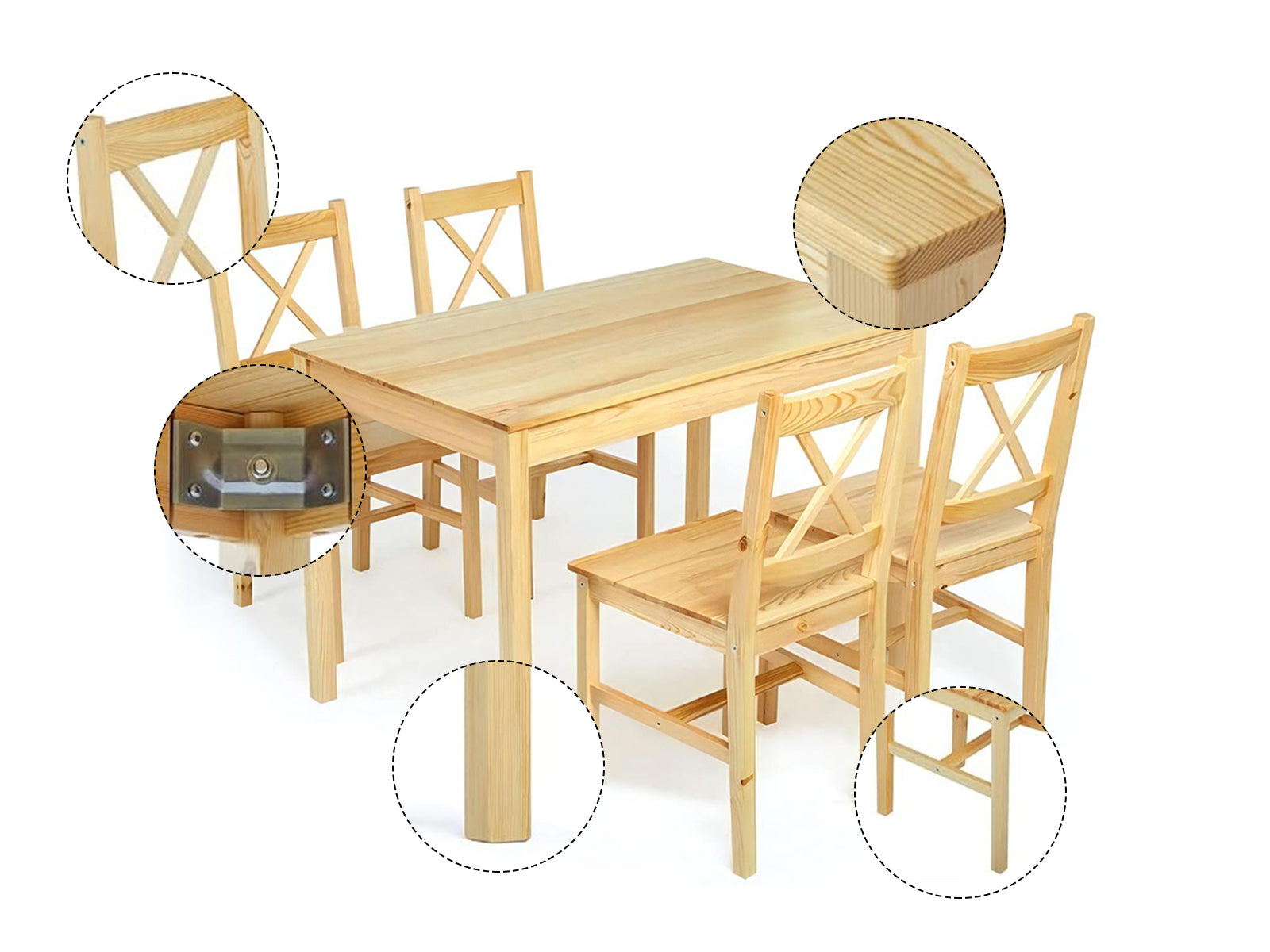 Selma 5PC Wooden Dining Set Wood