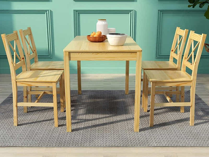 Selma 5-Piece Dining Set - Natural Wood