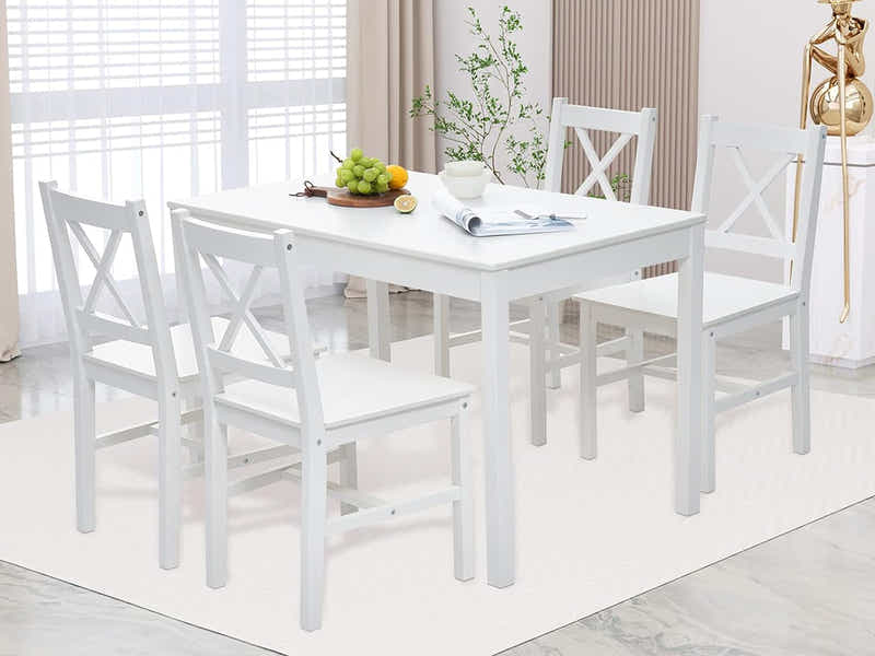 Selma 5-Piece Wooden Dining Set - White