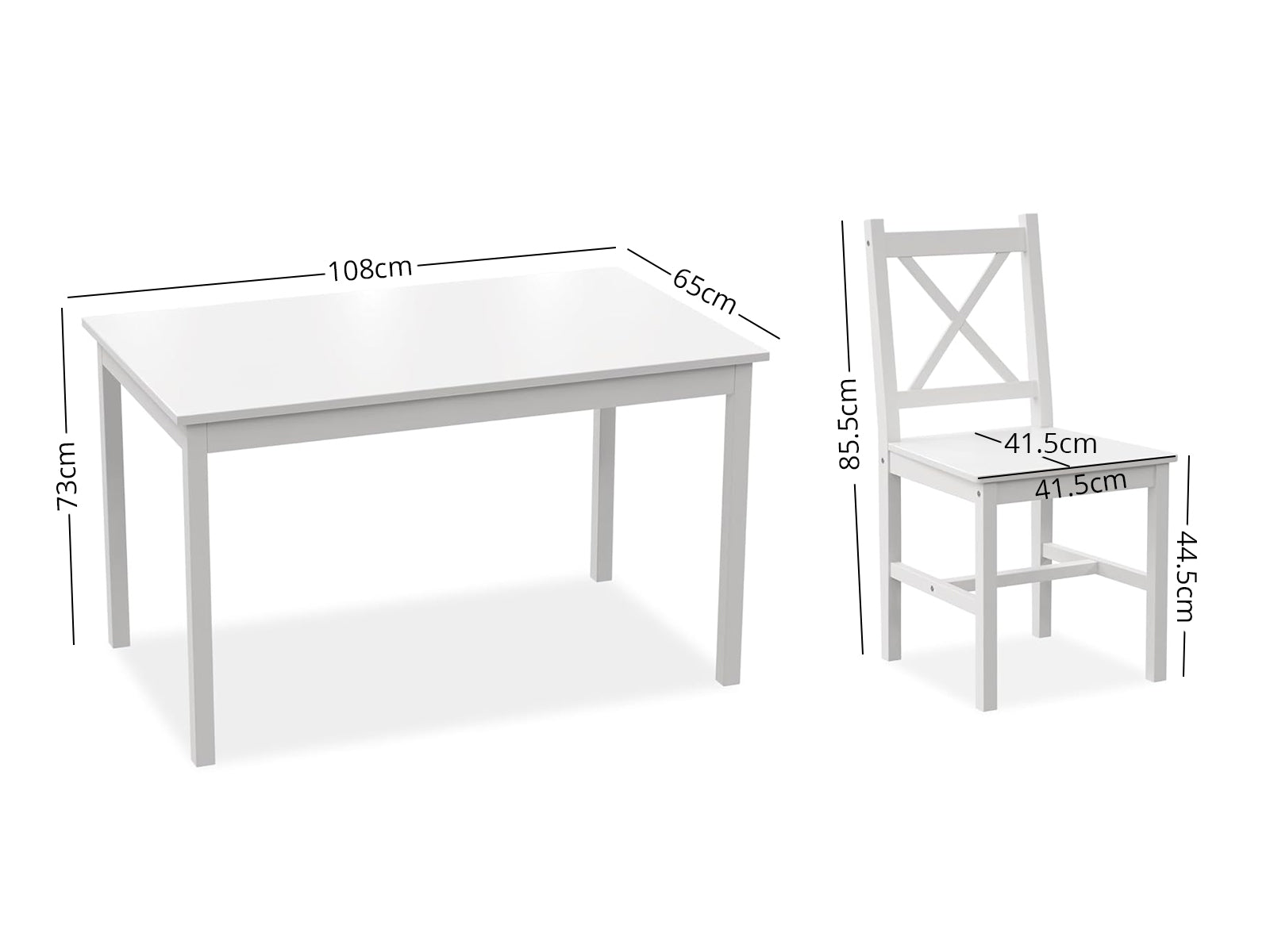 Selma 5PC Wooden Dining Set White