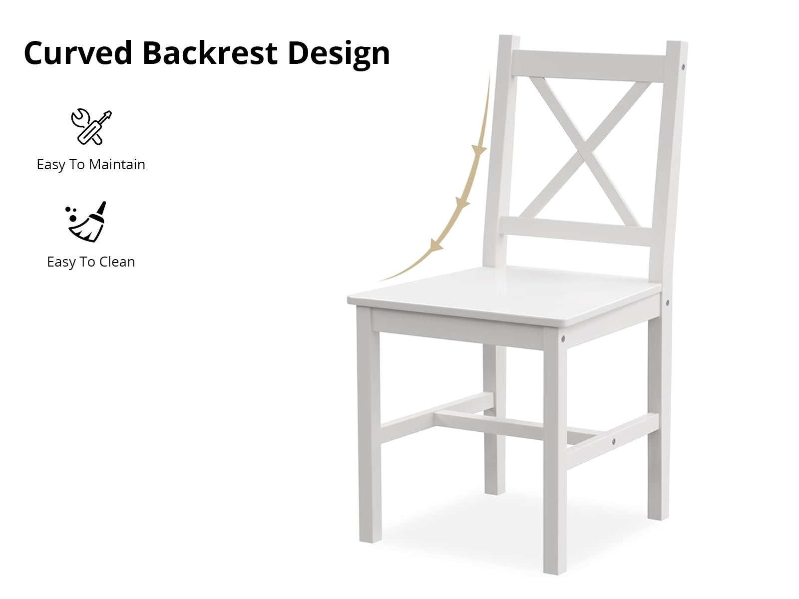 Selma 5PC Wooden Dining Set White