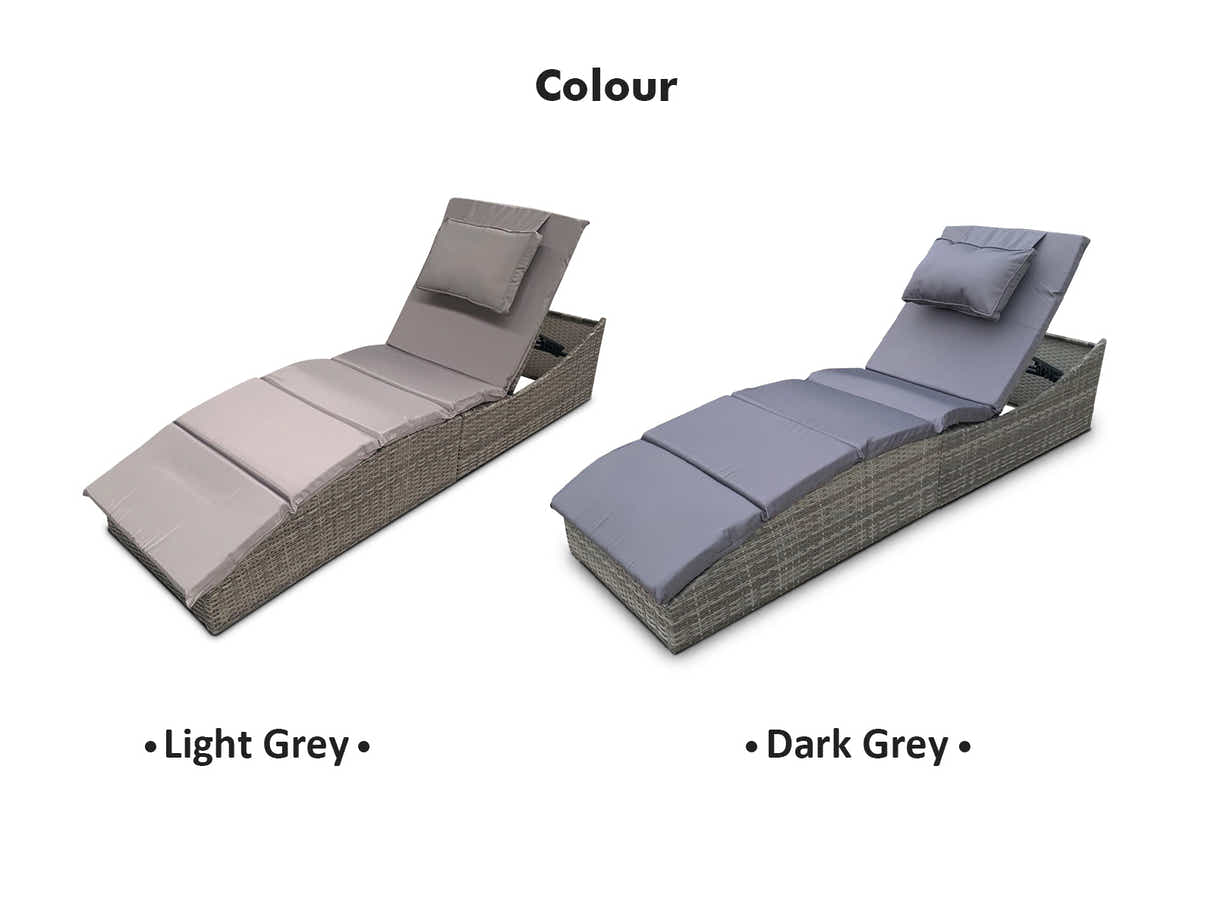 Miller Foldable Outdoor Sun Lounger - Light Grey