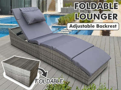 Miller Foldable Outdoor Sun Lounger - Dark Grey