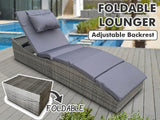 Miller Foldable Rattan Lounger Dark Grey