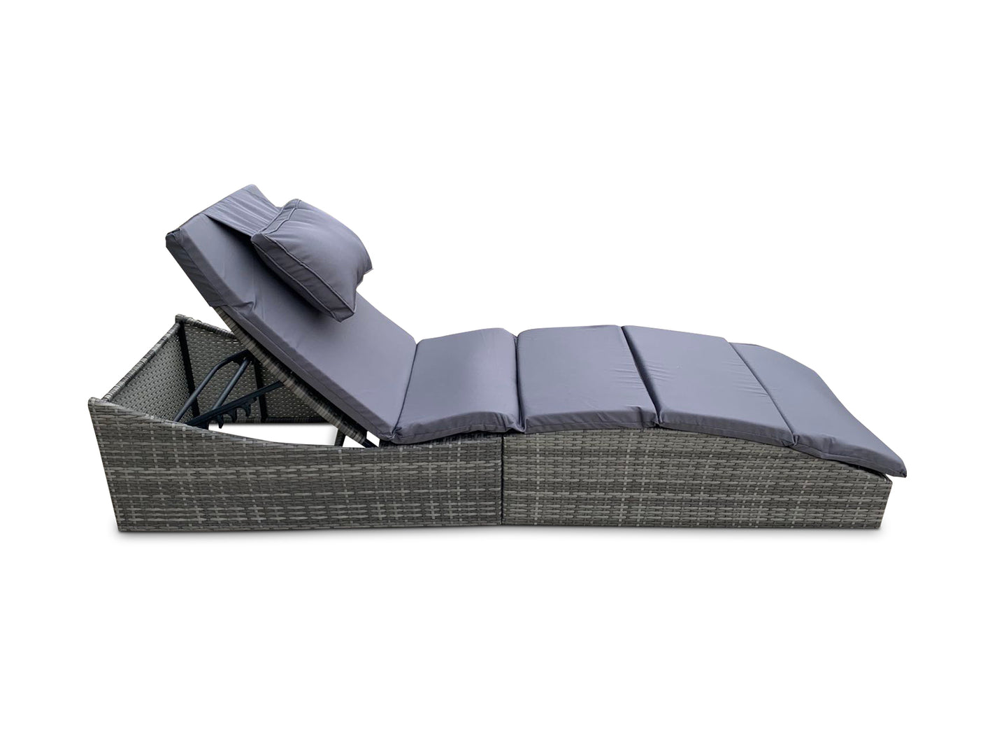 Miller Foldable Rattan Lounger Dark Grey