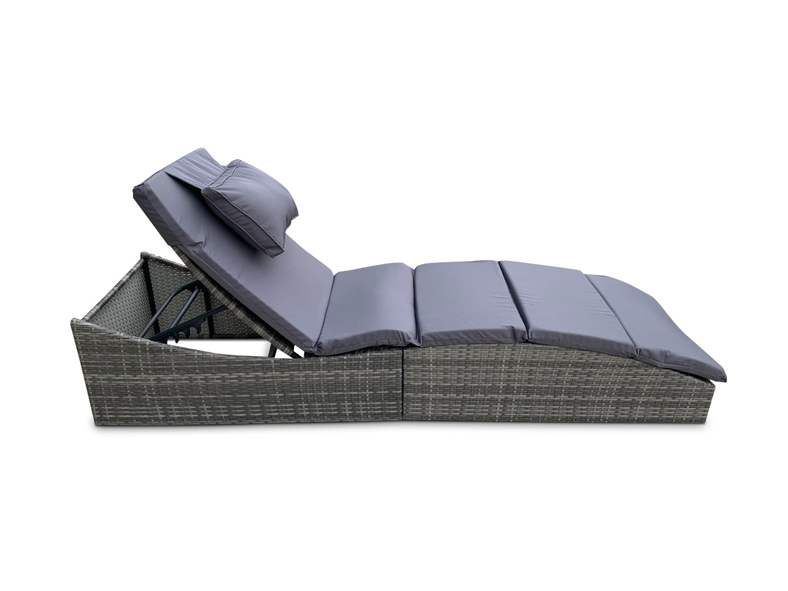 Miller Foldable Rattan Lounger Dark Grey