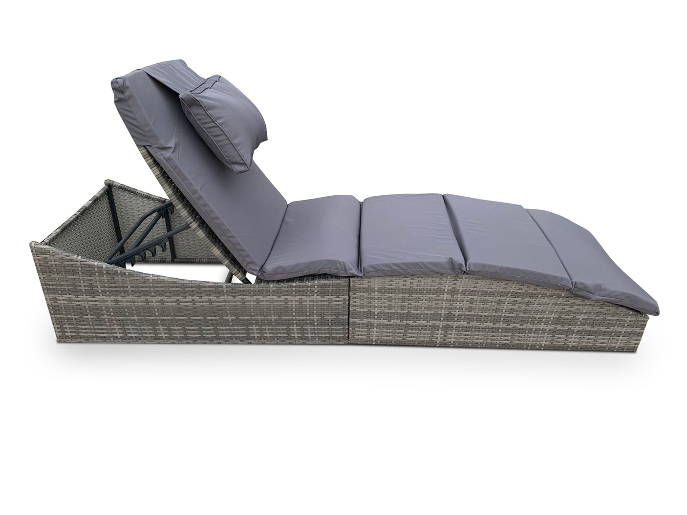 Miller Foldable Rattan Lounger Dark Grey