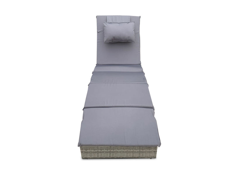 Miller Foldable Rattan Lounger Dark Grey