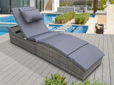 Miller Foldable Rattan Lounger Dark Grey