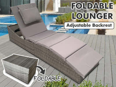 Miller Foldable Outdoor Sun Lounger - Light Grey