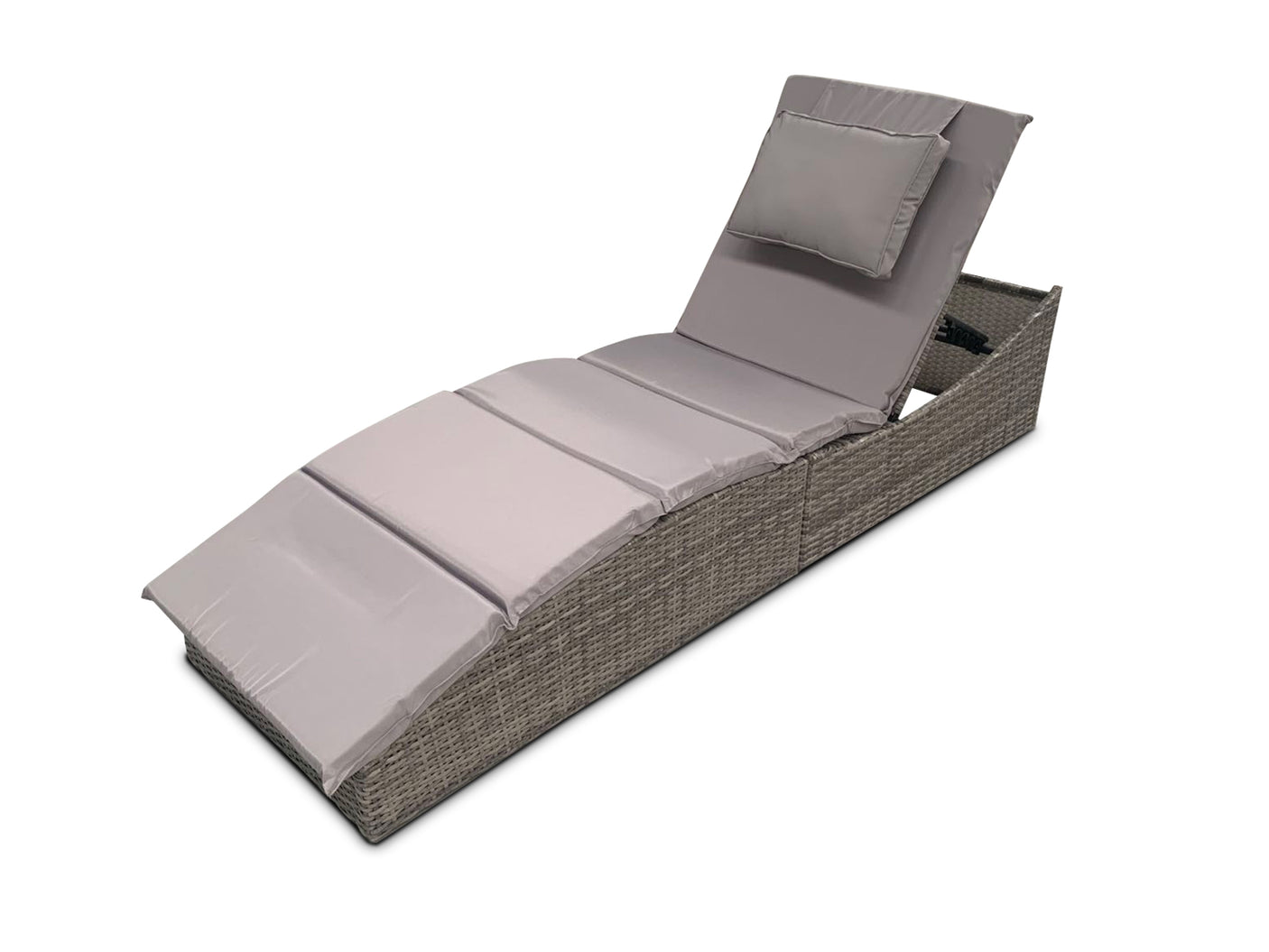 Miller Foldable Rattan Lounger Light Grey