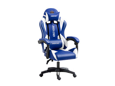 Josslyn Massage Gaming Chair Blue + White