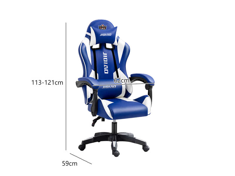 Josslyn Massage Gaming Chair Blue + White