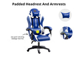 Josslyn Massage Gaming Chair Blue + White