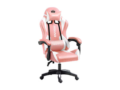 Josslyn Massage Gaming Chair Pink + White