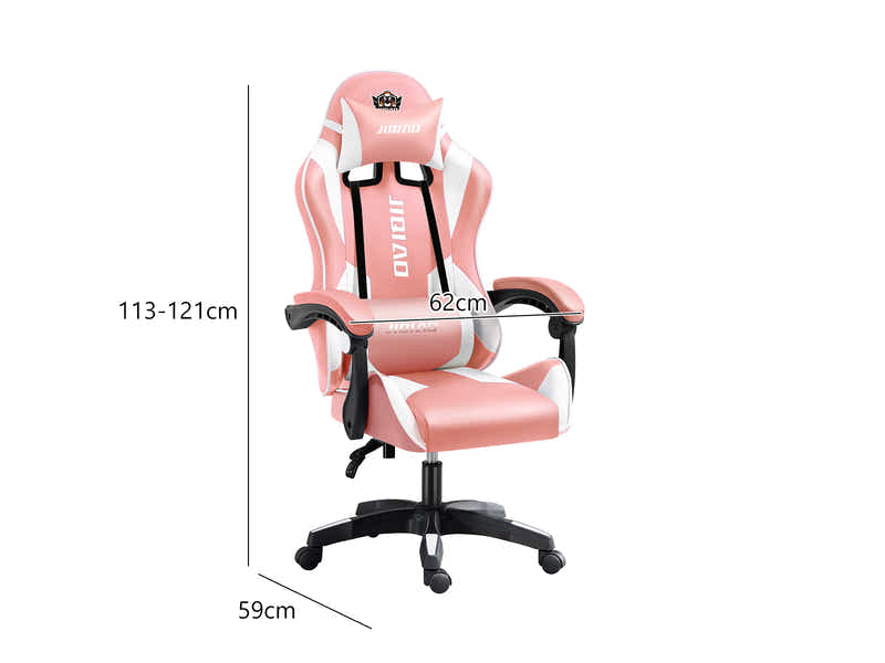 Josslyn Massage Gaming Chair Pink + White