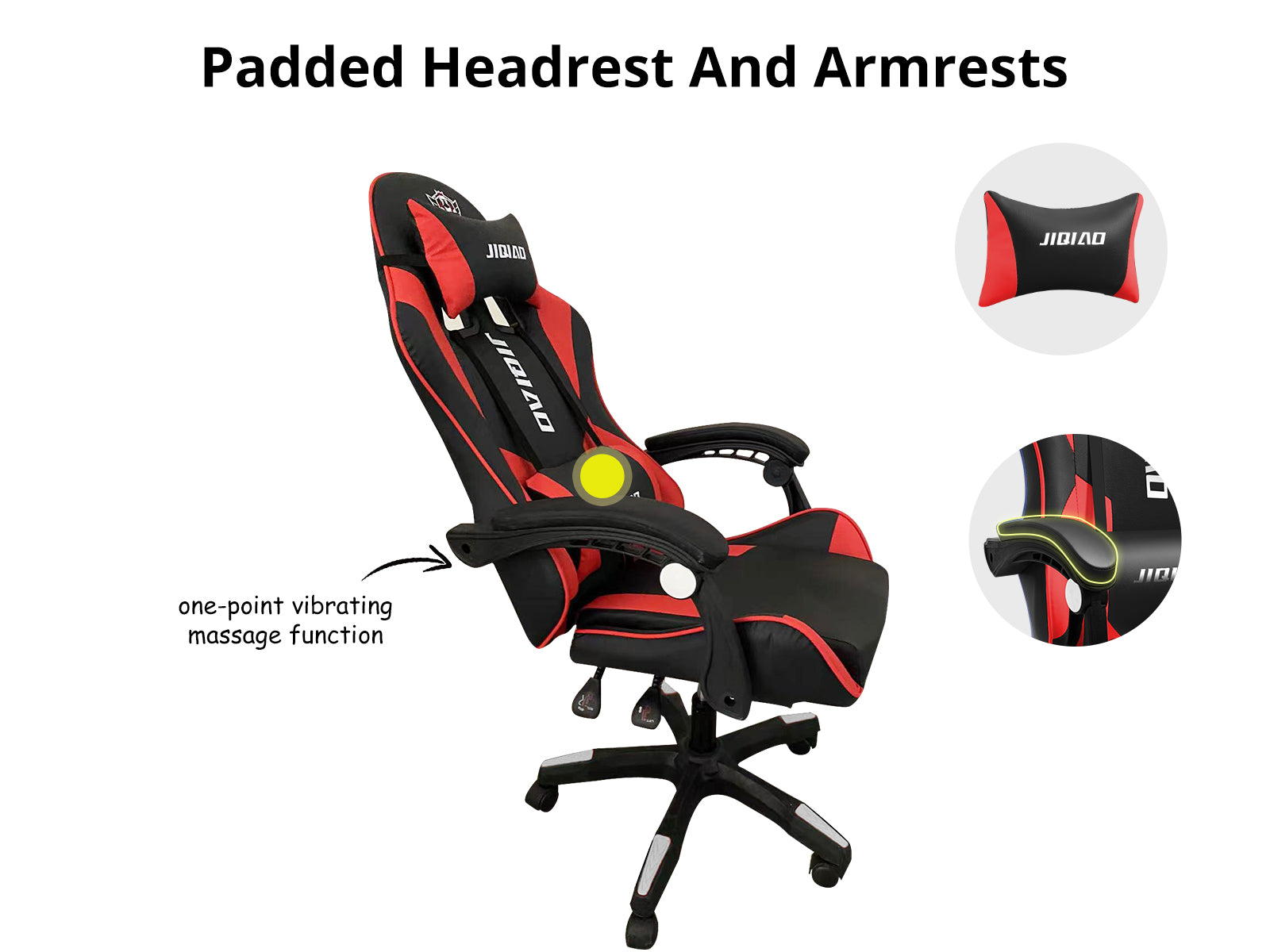 Josslyn Massage Gaming Chair Red + Black