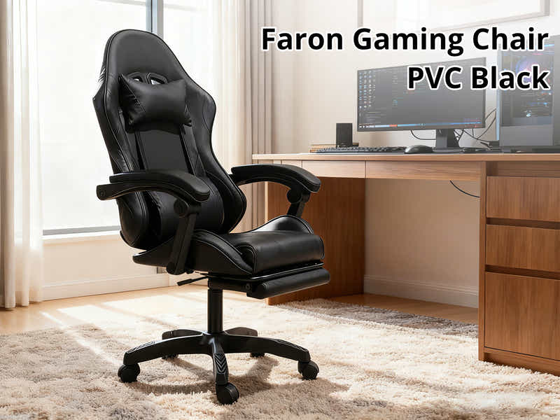 Gaming Table R6 140cm & Faron Gaming Chair PVC Black