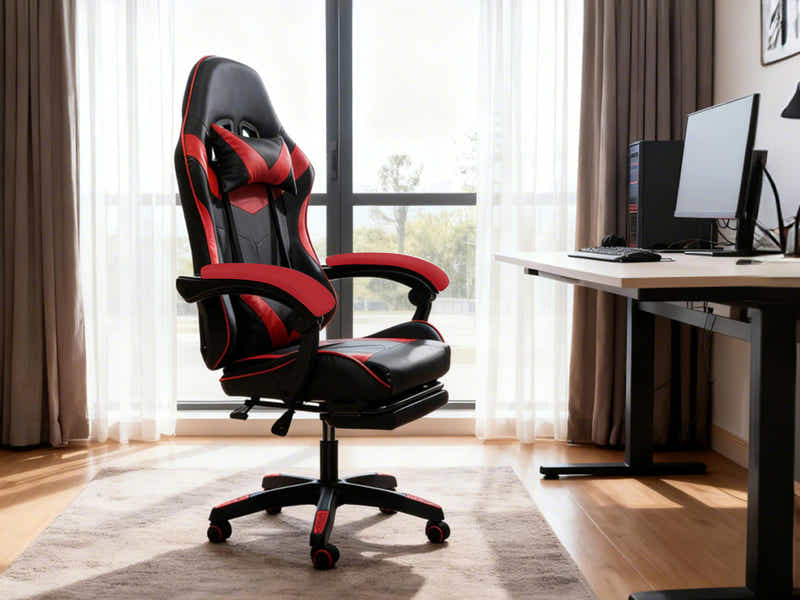 Gaming Table R6 120cm & Faron Gaming Chair PVC Red