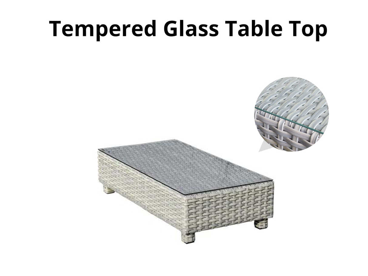 3-Piece Outdoor Sofa Set - Grey + Beige