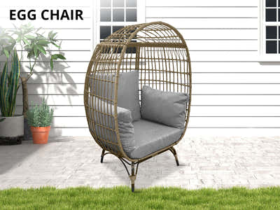 Standing Outdoor Egg Chair - Brown & Grey