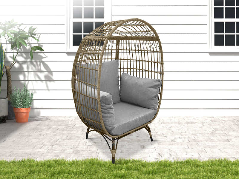 Standing Outdoor Egg Chair - Brown & Grey