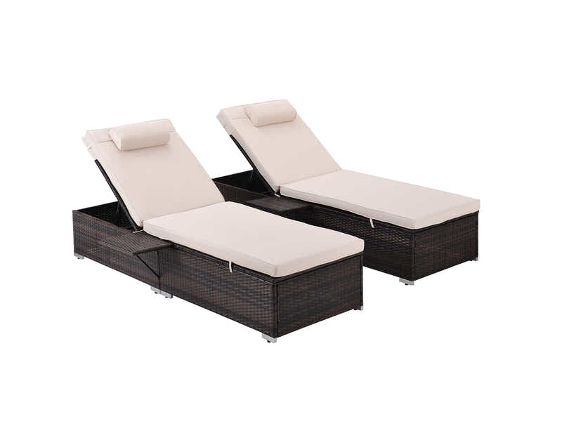 Outdoor Sun Lounger Beige - Set of 2