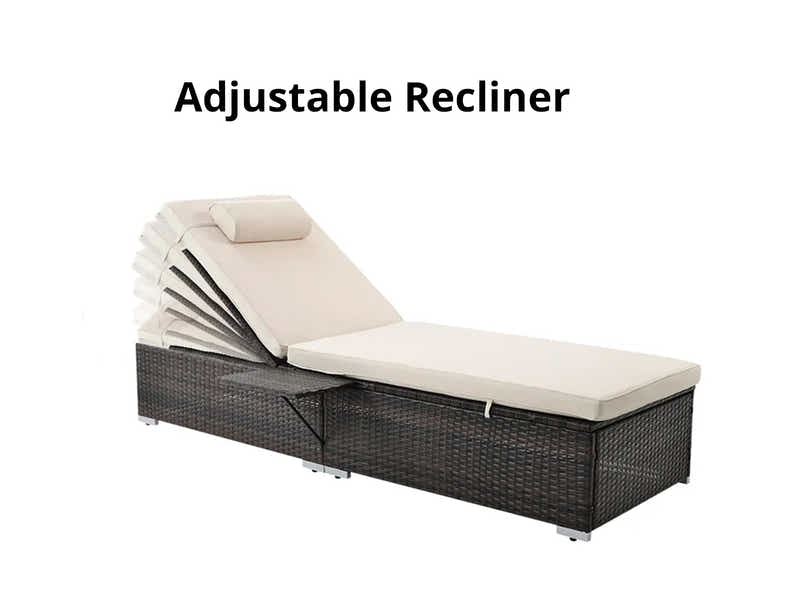 Outdoor Sun Lounger Beige - Set of 2