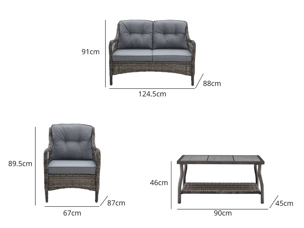 4-Piece Outdoor Sofa Set - Brown + Grey