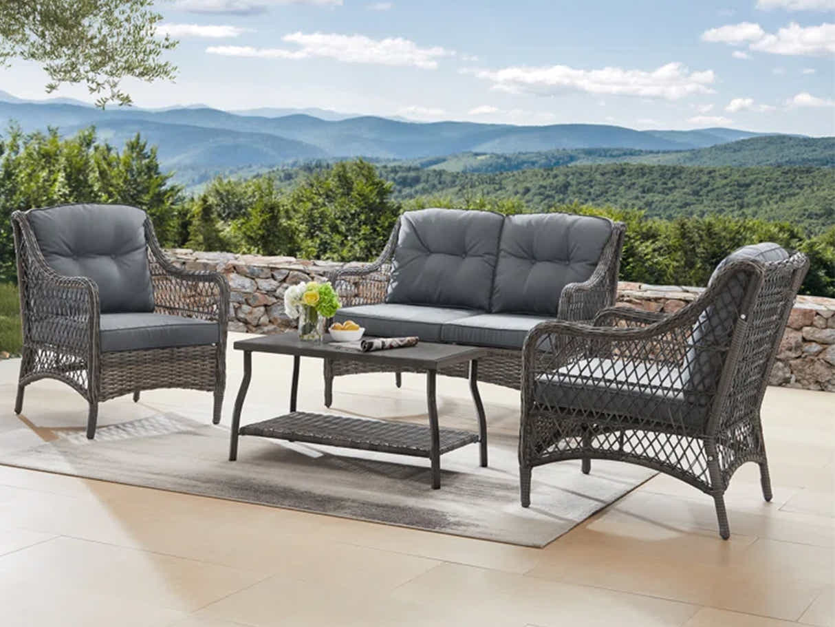 4-Piece Outdoor Sofa Set - Brown + Grey