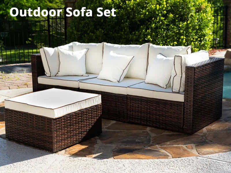 Hampton 4PC PE Rattan Outdoor Sofa Set