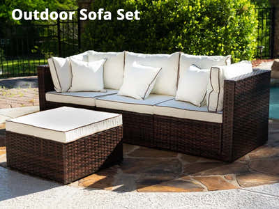 Hampton 4PC PE Rattan Outdoor Sofa Set