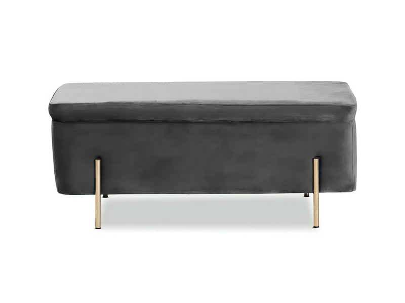 Molto Velvet Ottoman Bench with Storage - Dark Grey