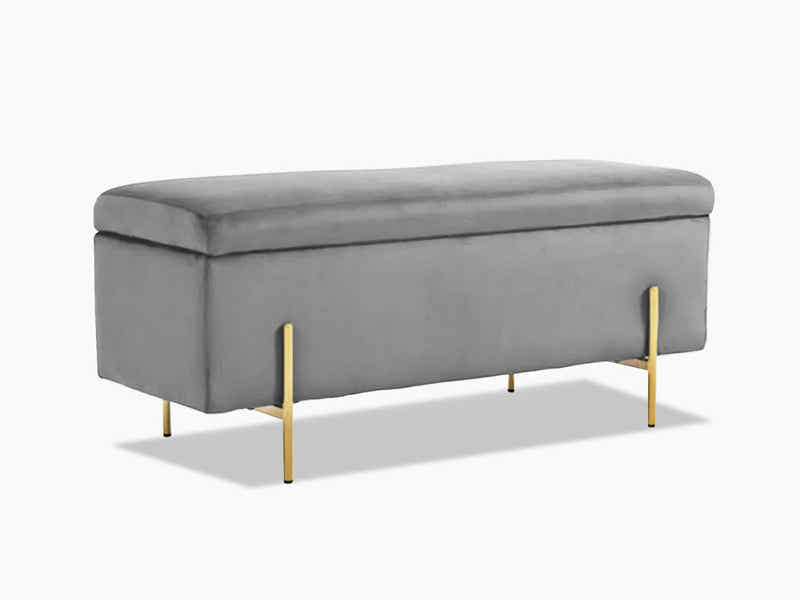 Molto Velvet Ottoman Bench with Storage - Grey
