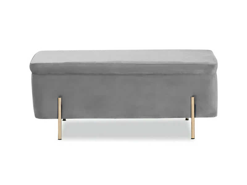 Molto Velvet Ottoman Bench with Storage - Grey