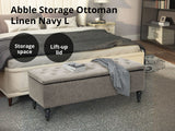 Abble Storage Ottoman Linen Grey L