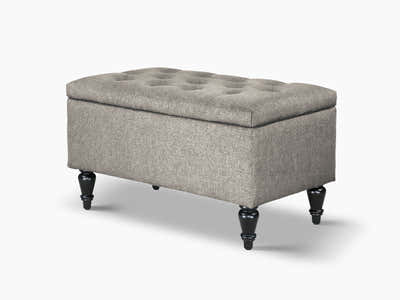 Abble Storage Ottoman Linen Grey S