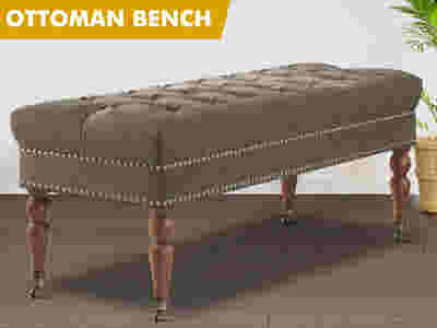 Bellay Linen Ottoman Bench - Brown