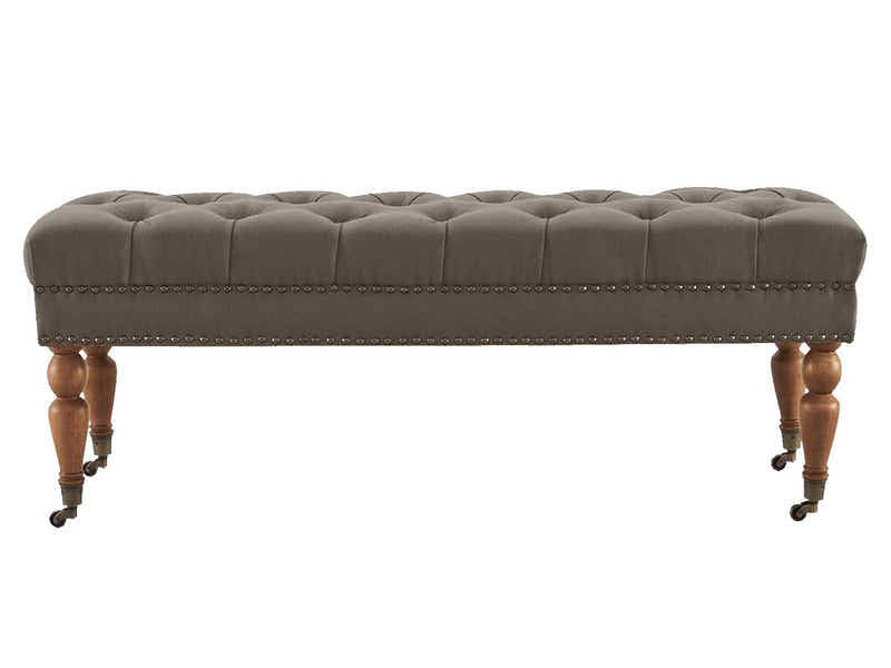 Bellay Linen Ottoman Bench - Brown