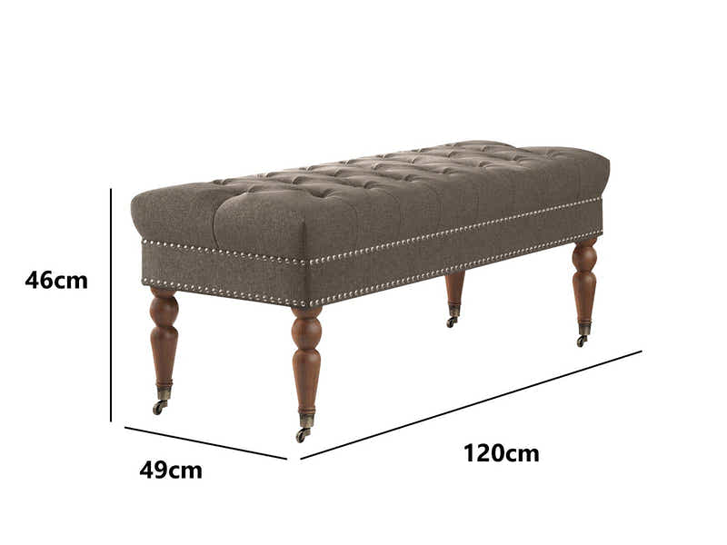 Bellay Linen Ottoman Bench - Brown