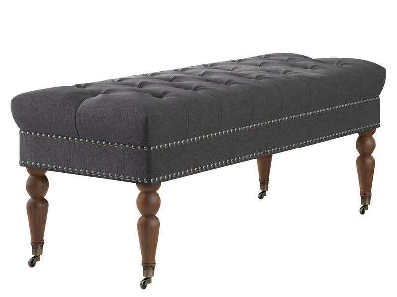 Bellay Linen Ottoman Bench - Dark Grey