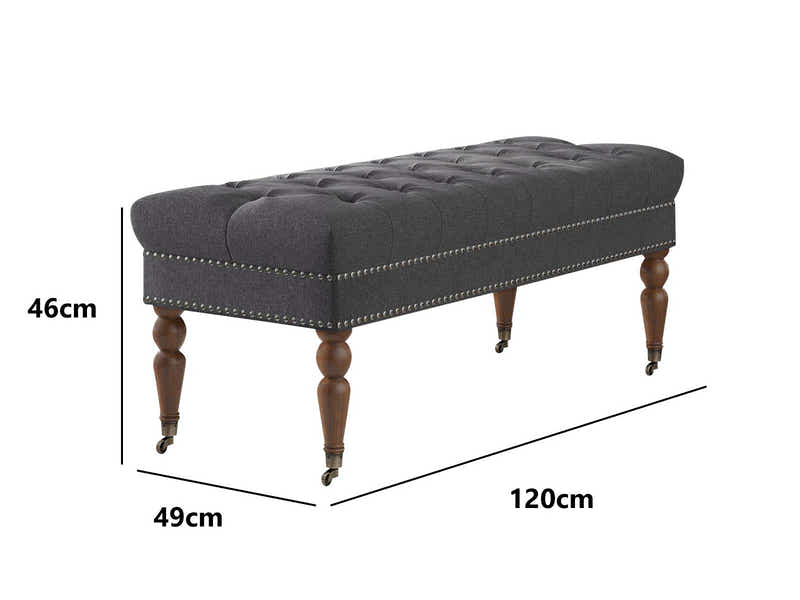 Bellay Linen Ottoman Bench - Dark Grey
