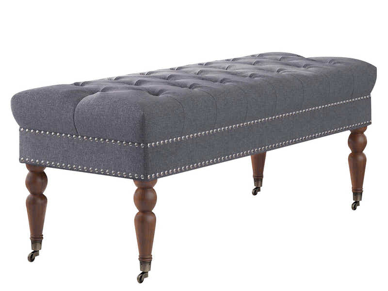 Bellay Linen Ottoman Bench - Light Grey