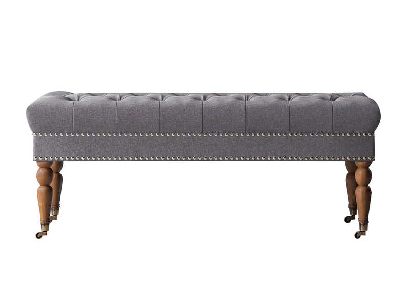 Bellay Linen Ottoman Bench - Light Grey