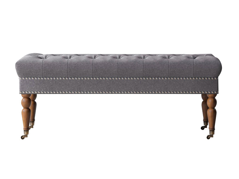 Bellay Linen Ottoman Bench - Light Grey