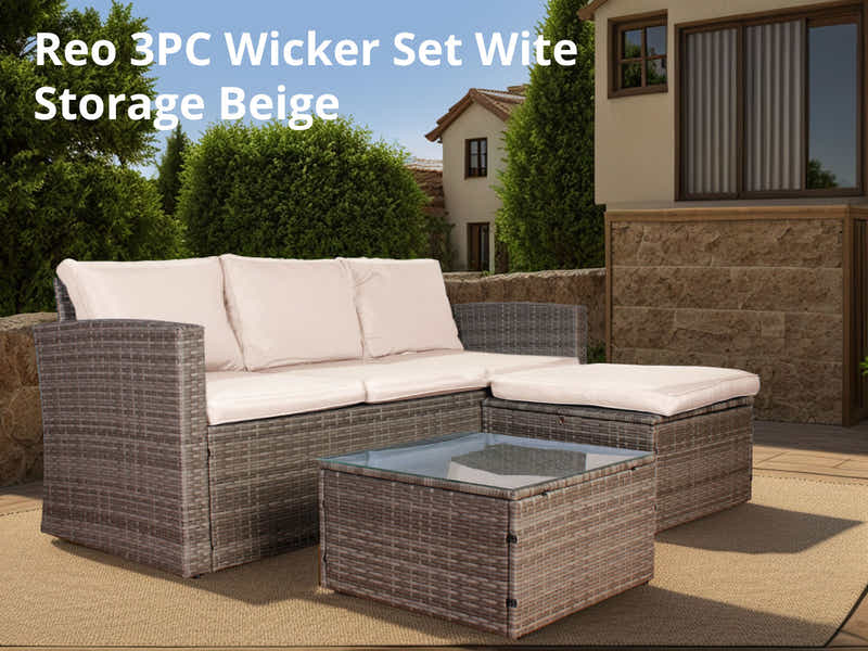 Outdoor Sofa with Storage PE wicker